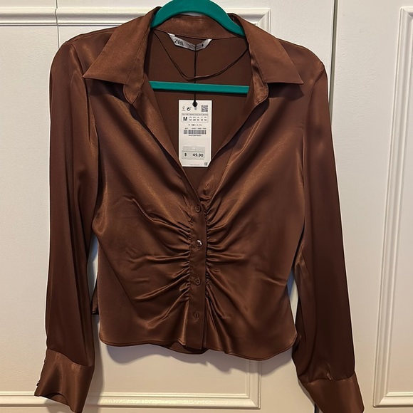 Zara ruched satin blouse - Picture 1 of 2